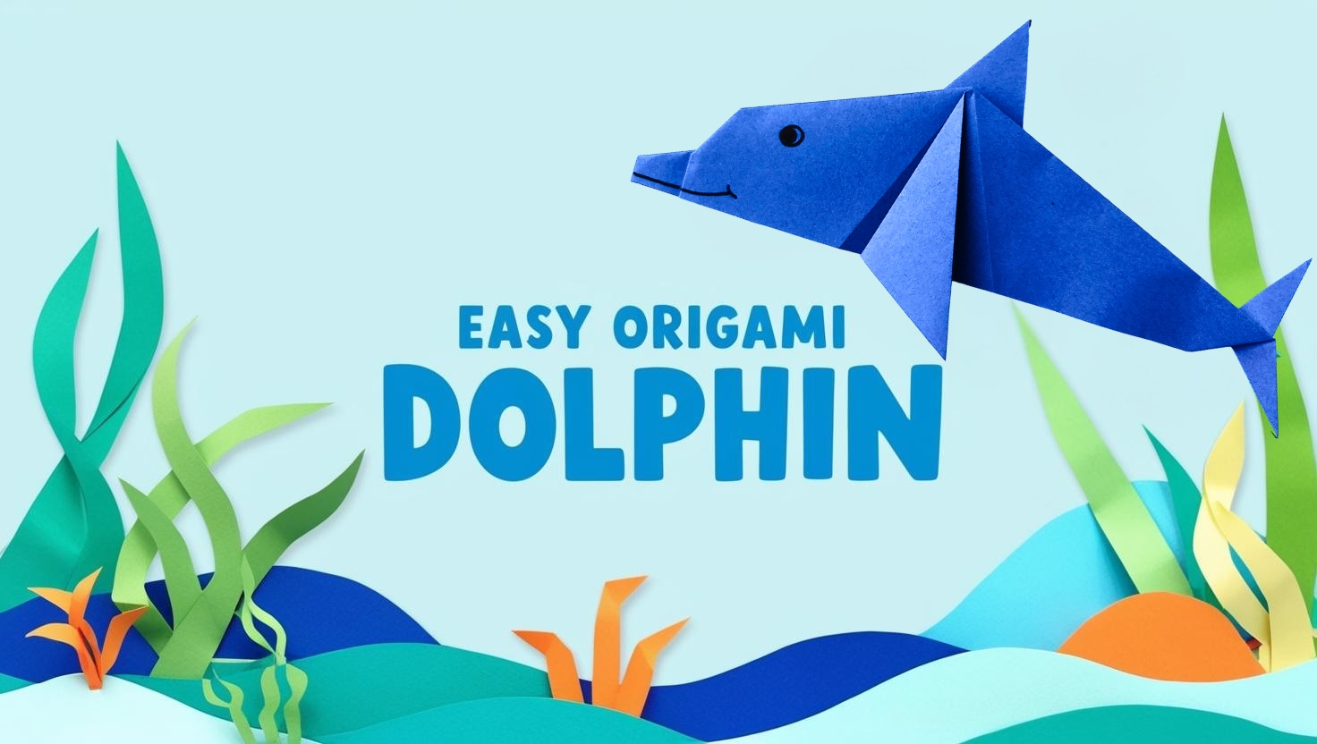 Delfin origami ușor pentru copii | Craft cu tematică acvatică cu o singură foaie de hârtie!